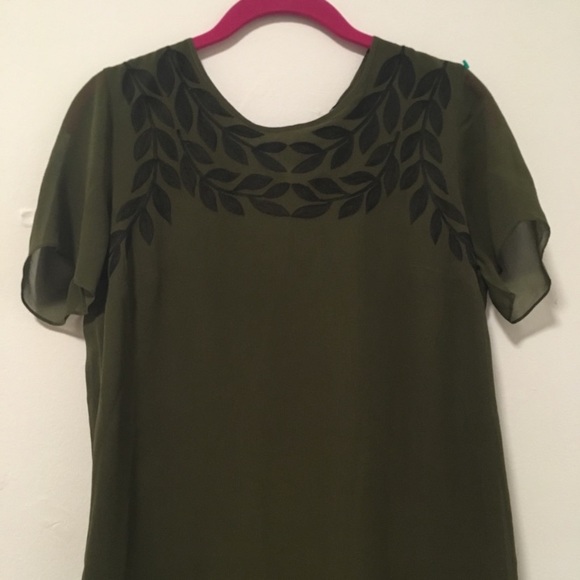 Madewell Green Silk Leaf Dress S - Picture 5 of 8